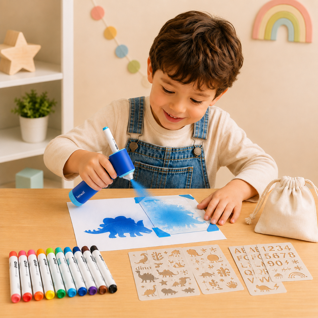 PaintBuddy – Creativo y educativo – Kit portátil de dibujo con aerógrafo