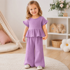 SoftCharm – Elegante y cómodo: conjunto para niñas con top con volantes y pantalón largo