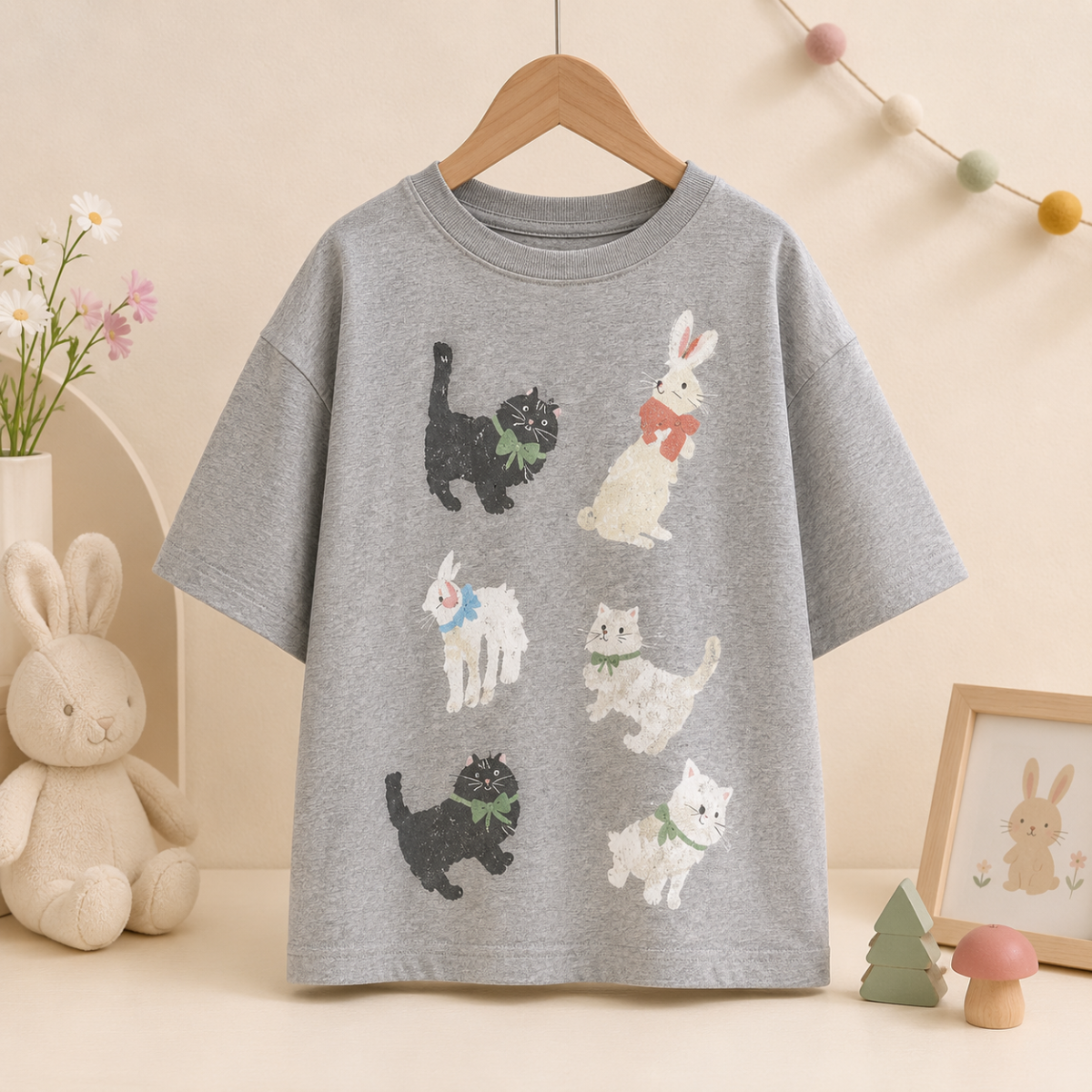 CatFun – Estilo informal y divertido – Camiseta oversize con estampado de gatos