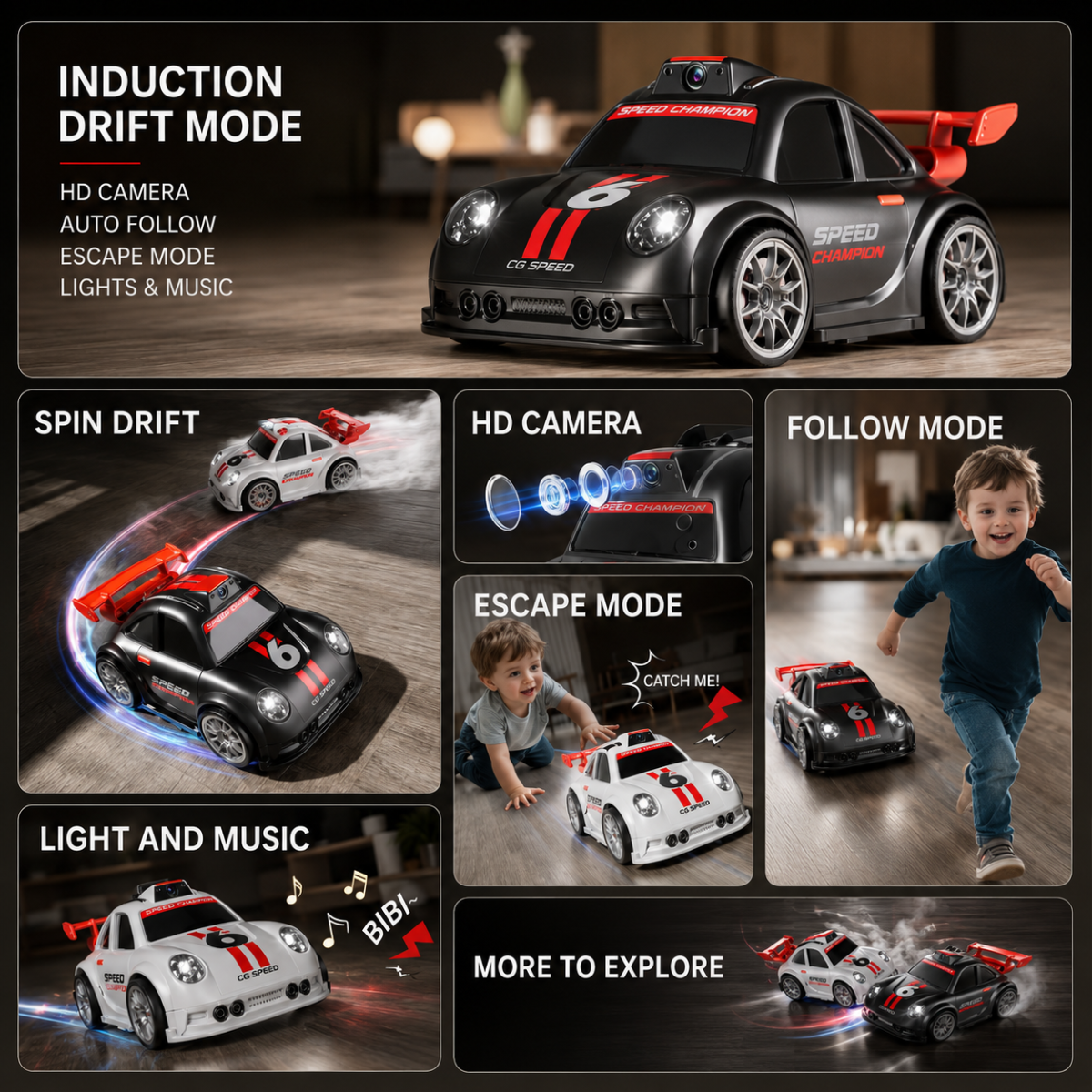 RacePro – RC y acrobacias – Coche de carreras con sensor de derrapes y cámara integrada