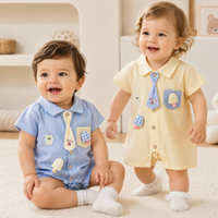 Thumbnail for KiddoStyle – Bonito y suave – Mono infantil con corbata y parche