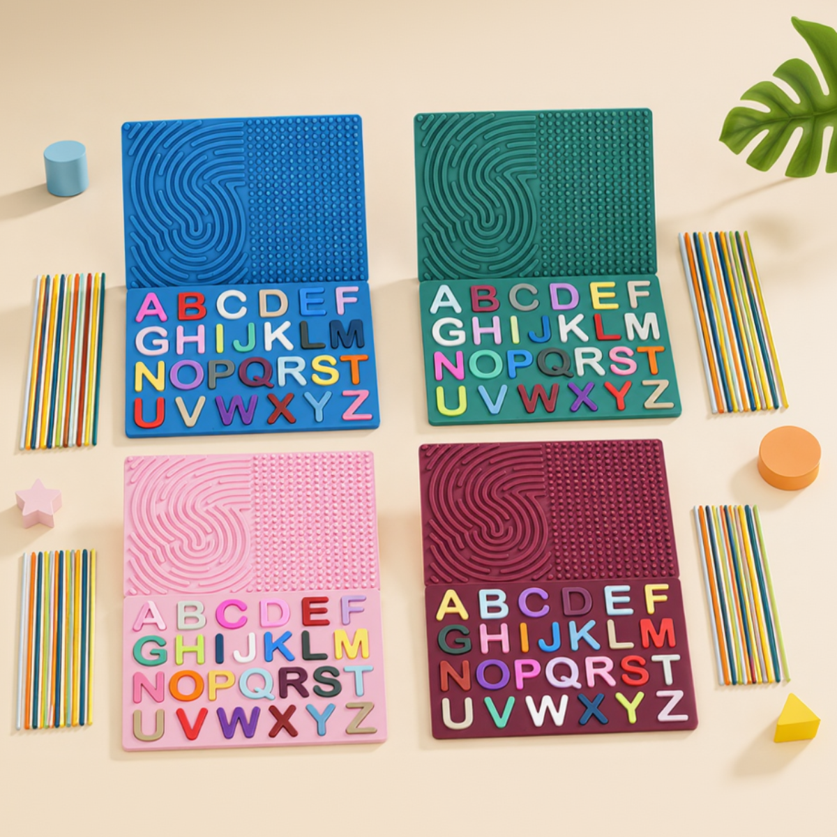BrainyKids – Educativo y sensorial – Tablero de actividades de silicona con letras