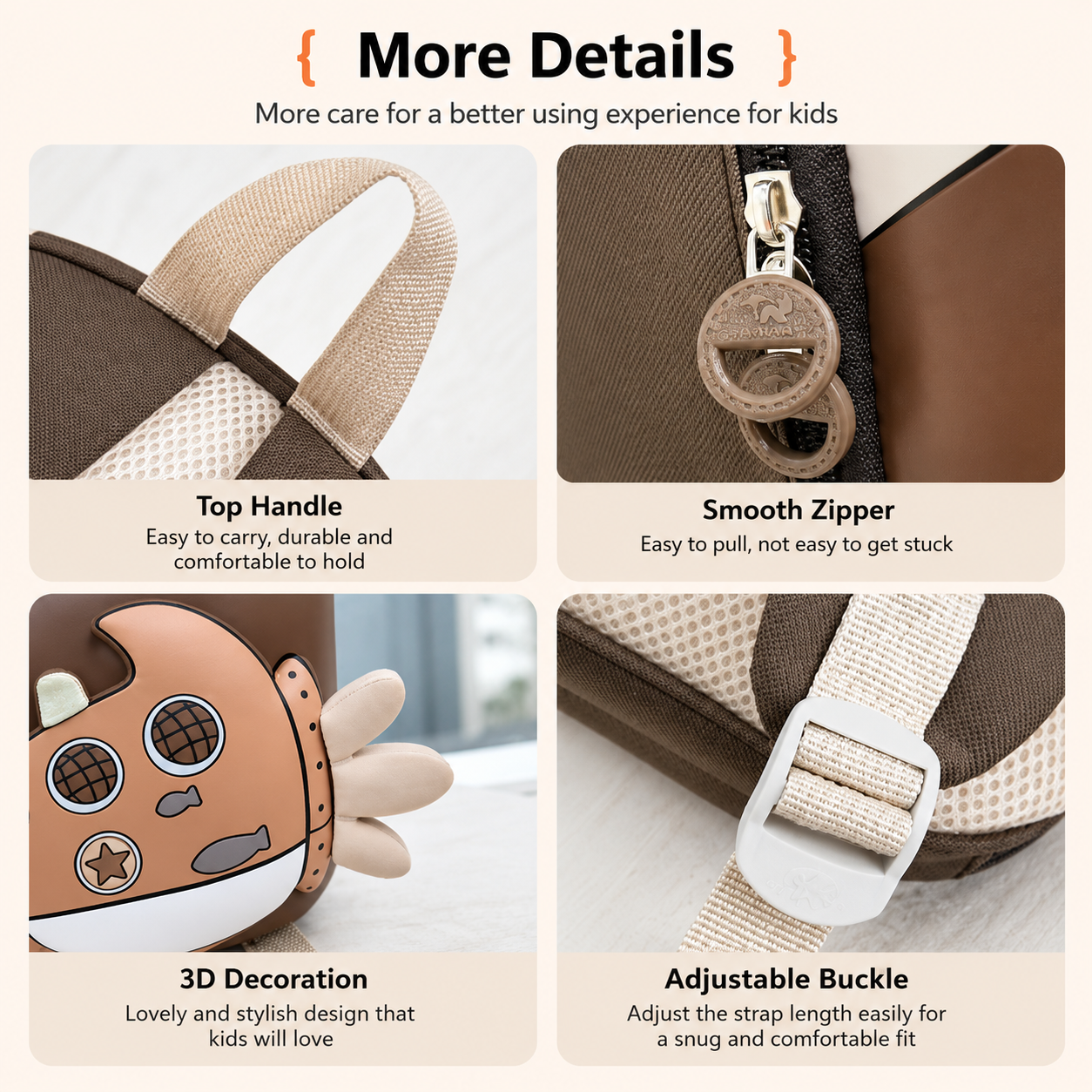 KiddoPack – Bonita y práctica: mochila infantil con patita luminosa