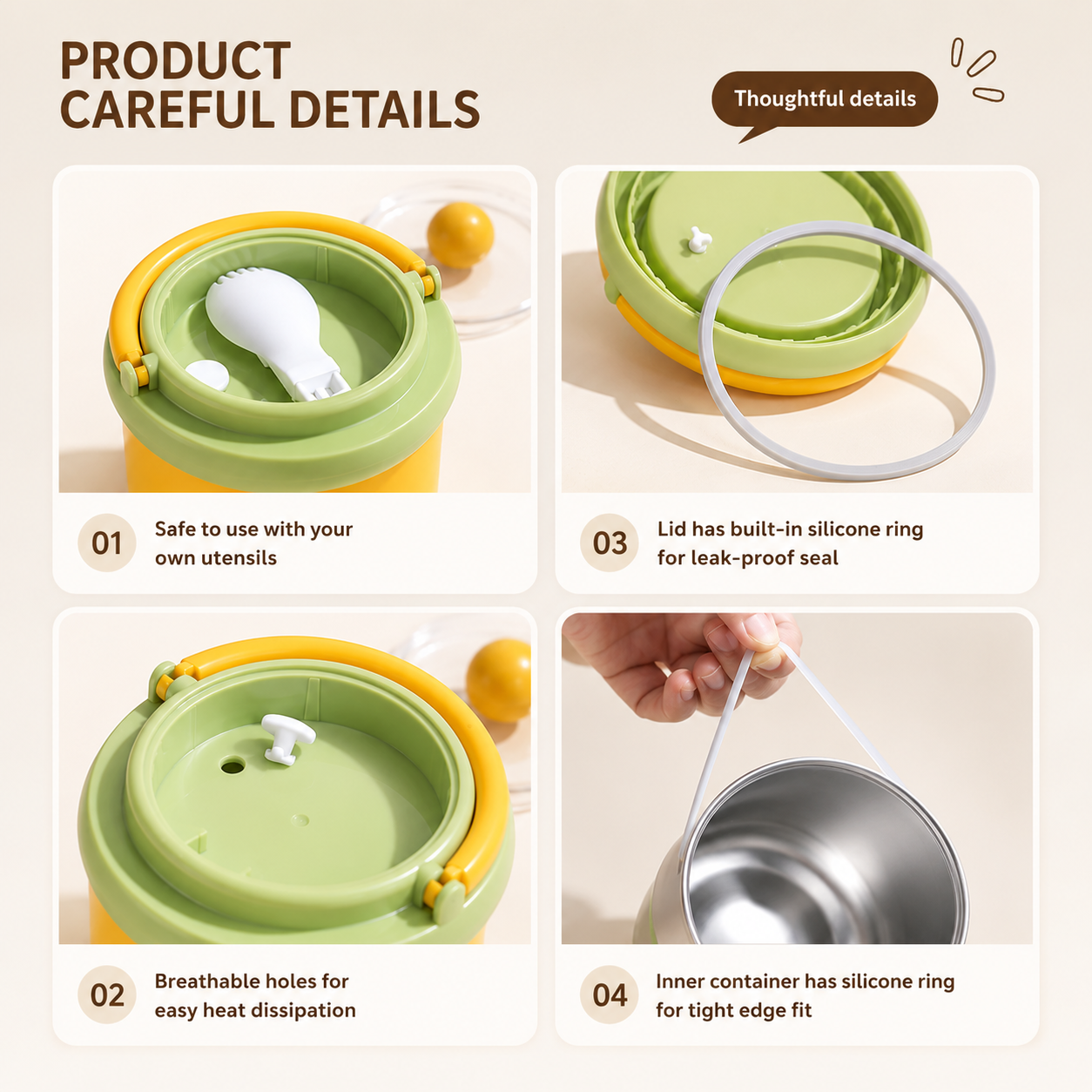 MealMate – Práctico y aislante: cuenco de acero inoxidable para el almuerzo con cuchara
