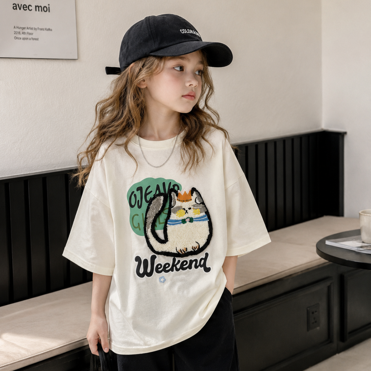 FunPaws – Divertida y elegante: camiseta oversize con estampado de gatos