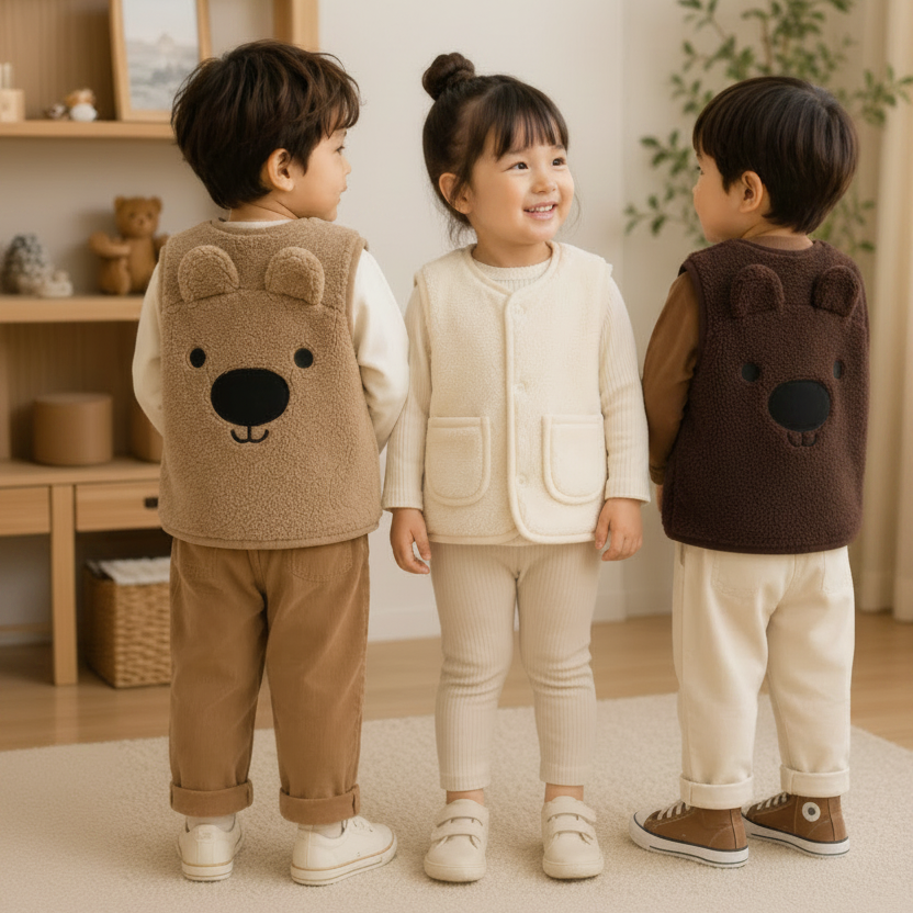 Baby Bear Fleece Vest – Cálido y suave – Chaleco infantil con ositos