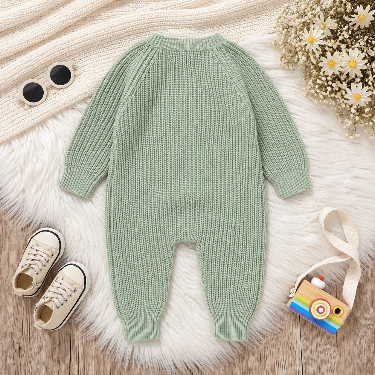 CozyHedge – Suave y cálido: mono de punto para bebé con estampado de erizo
