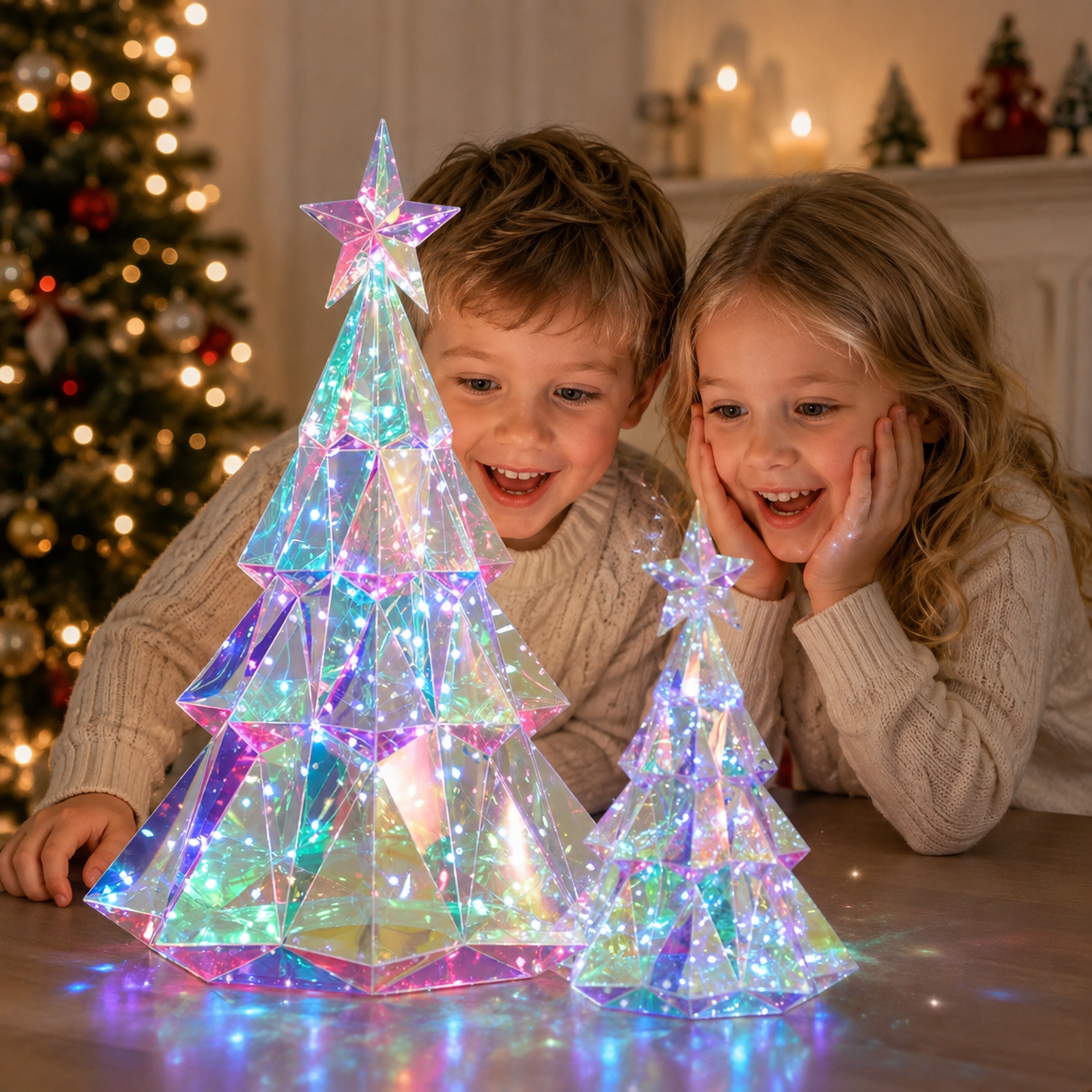 CrystalGlow – Festivo y acogedor: árbol de Navidad decorativo con luces LED