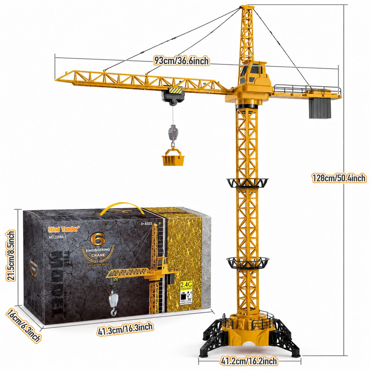 CranePro – Interactivo y realista: grúa torre de juguete con mando a distancia