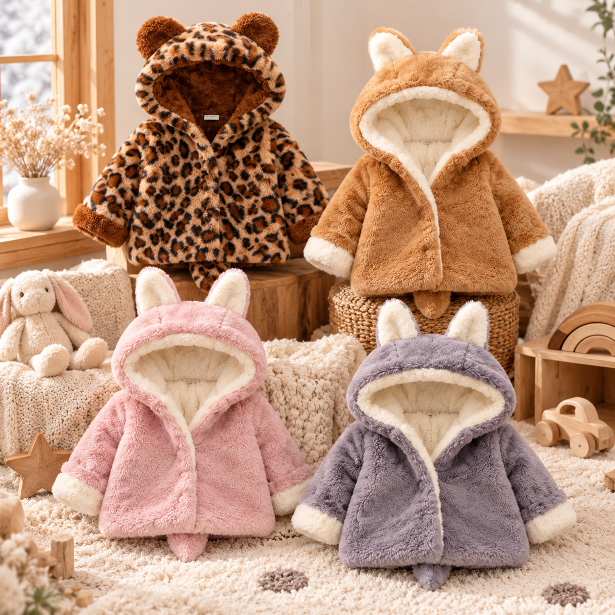 CozyPrincess – Cálida y suave – Chaqueta de felpa con capucha para niñas