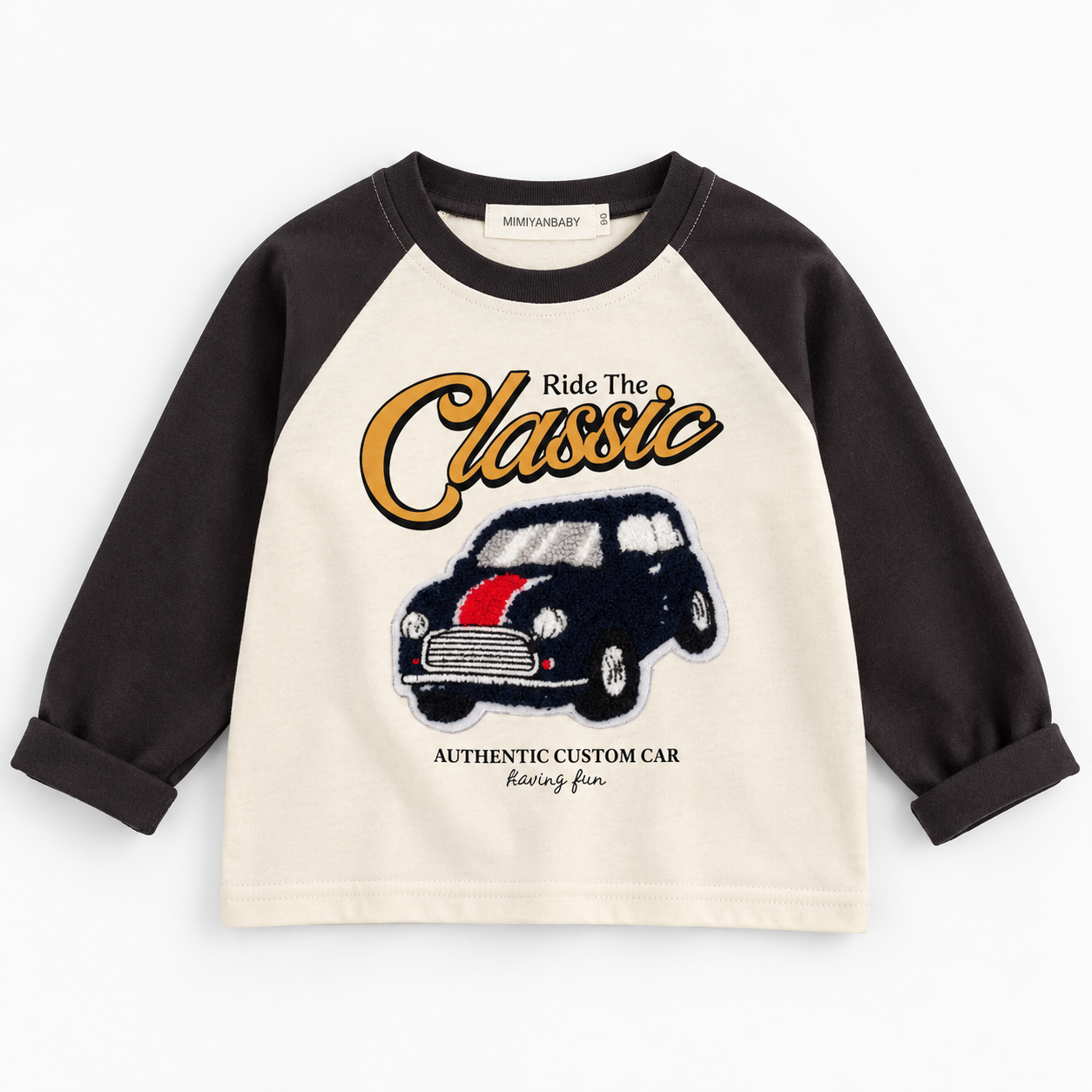 LittleRetro – Atrevido y moderno: camiseta de manga larga para niños con estampado gráfico