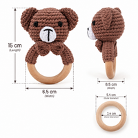 Thumbnail for CuddleRattle – Suave y divertido – Sonajero de ganchillo para bebé con anillo de madera