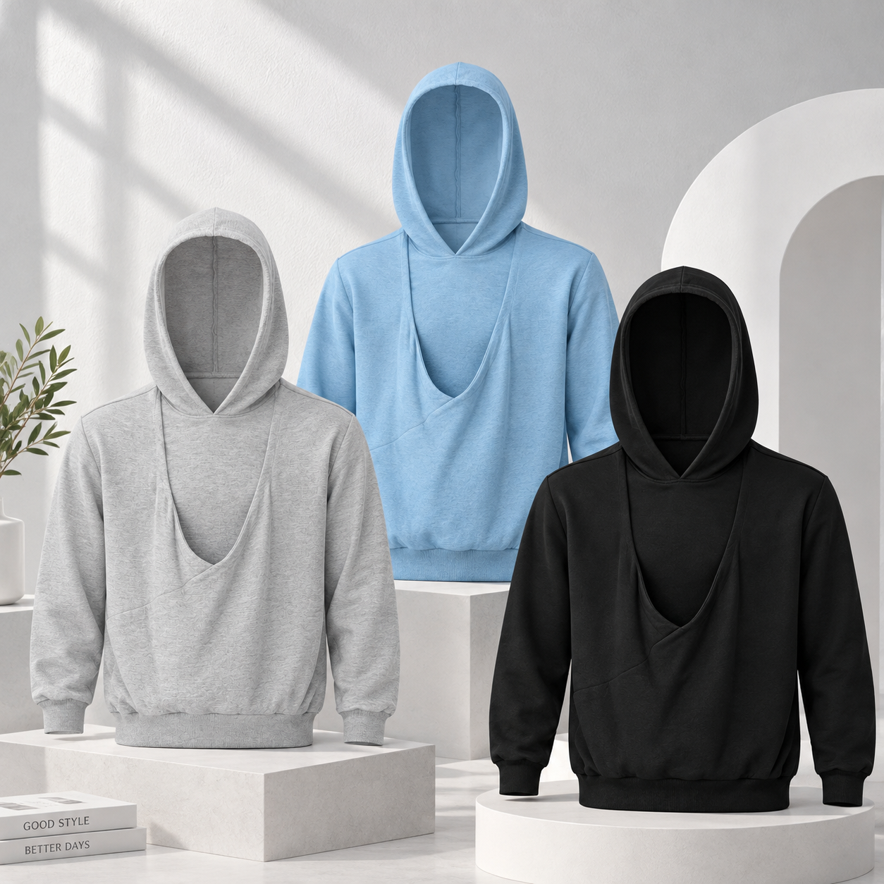 CuddleDad – Cómoda y práctica: sudadera con capucha para hombre con bolsillo tipo canguro