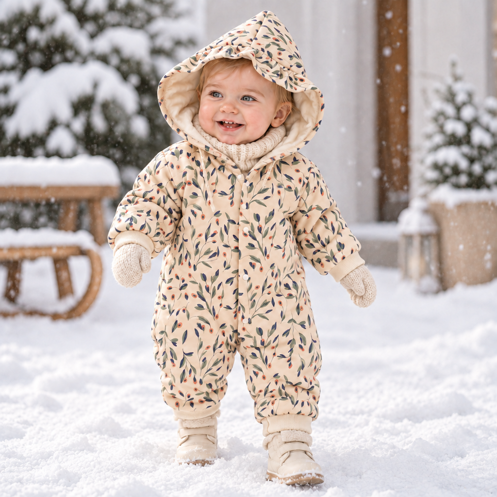 FloraCozy – Suave y cálido – Body de invierno para niñas con motivos florales