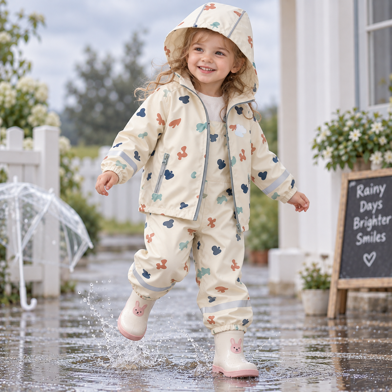 TinyBreeze – Impermeable y cómodo: conjunto de chubasquero y pantalones de lluvia para niños