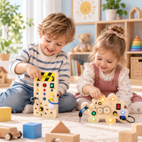 Thumbnail for TinyTech – Tablero de actividades de madera con luces e interruptores – Juguete educativo
