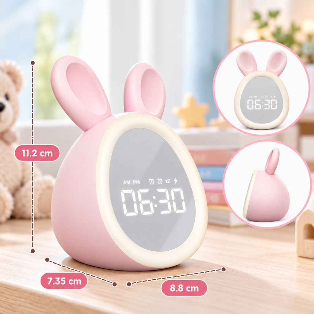 BunnyGlow – Bonito y práctico: despertador digital para niños con luz nocturna