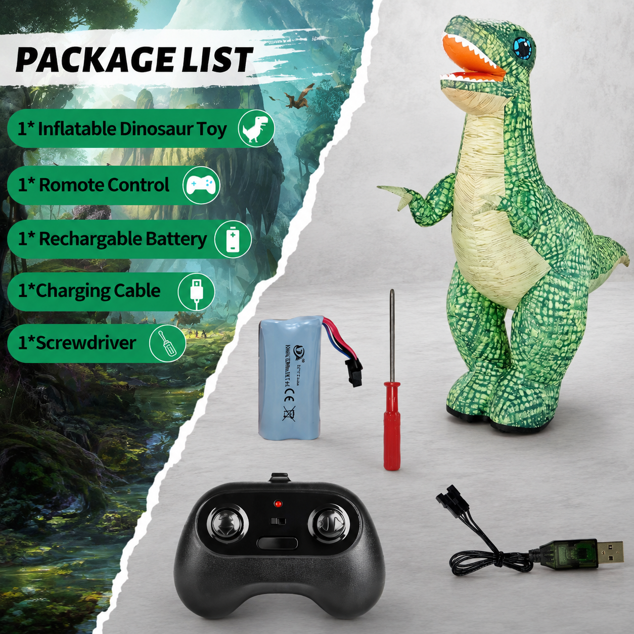 MegaDino – Aventurero e interactivo: dinosaurio hinchable con control remoto