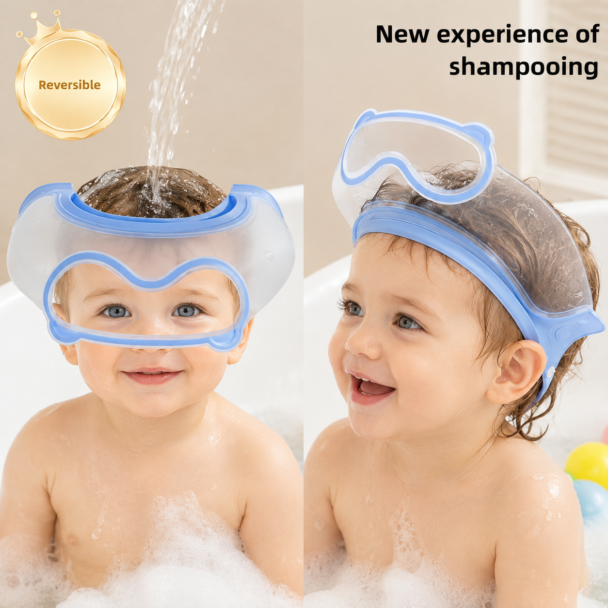 SplashGuard – Cómoda y práctica: gorro de ducha para bebés con protección facial