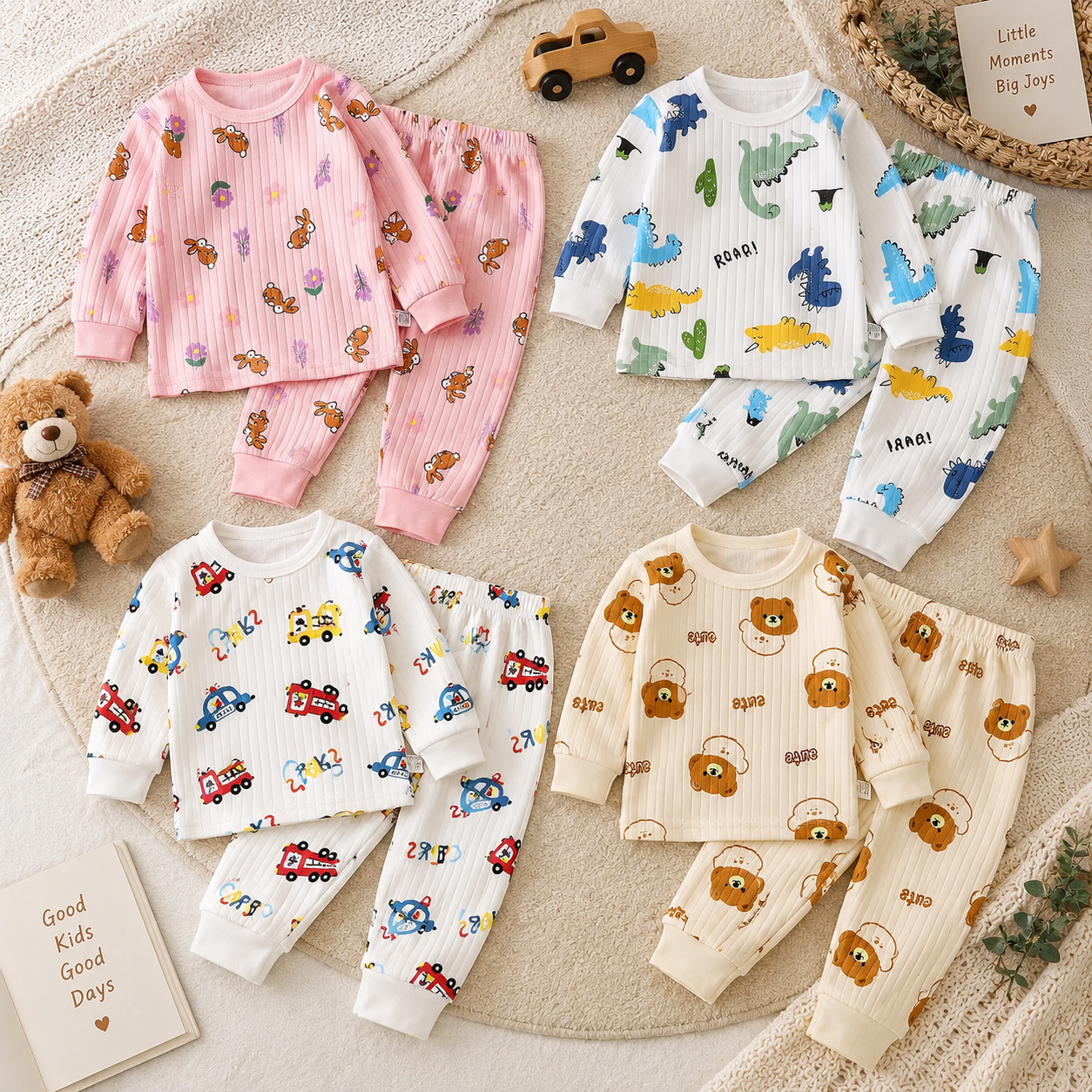 LittleDreamer – Suave y cálido – Conjunto de ropa de dormir de algodón para niños