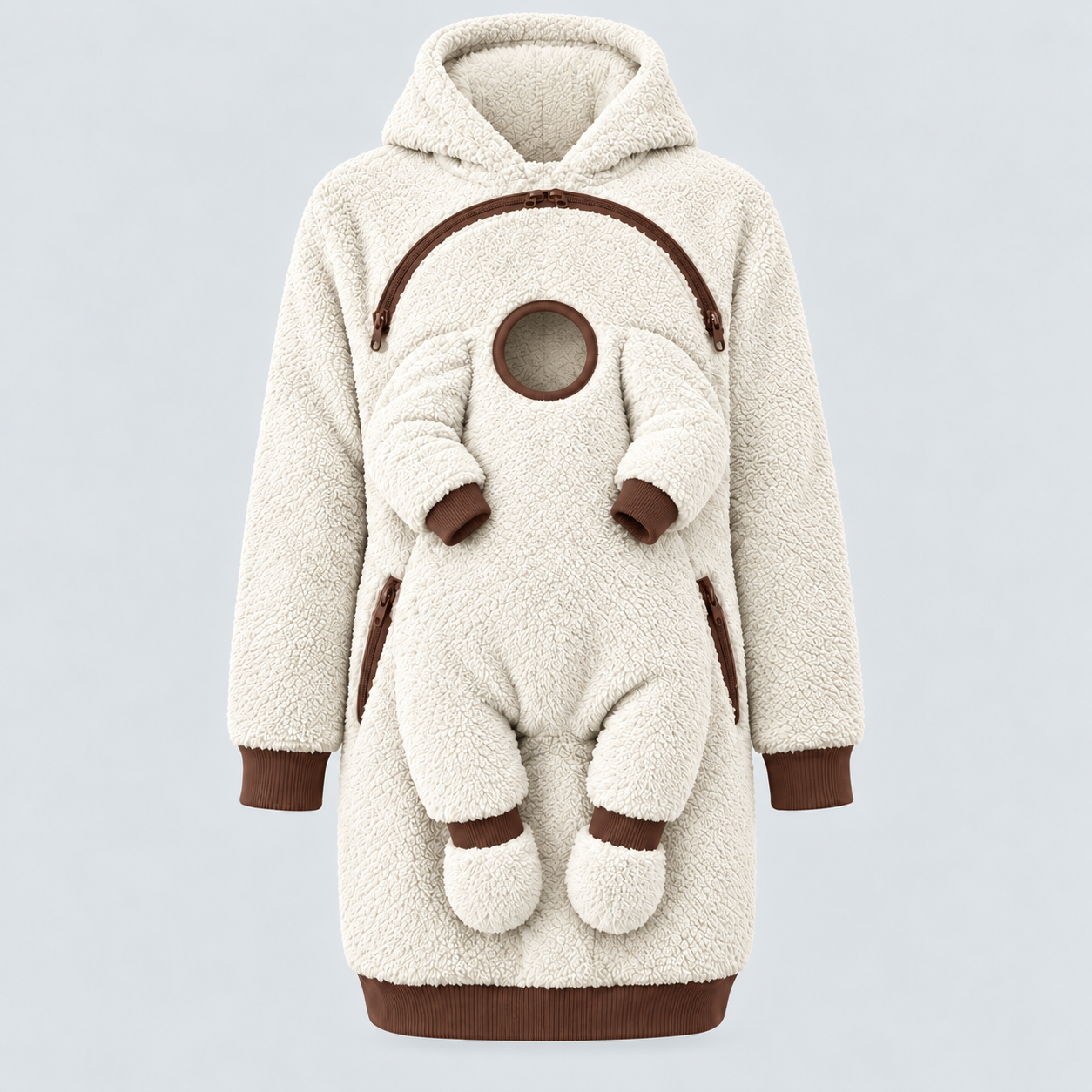 MamaHug – Cálido y práctico: sudadera con capucha 2 en 1 para mamá y bebé