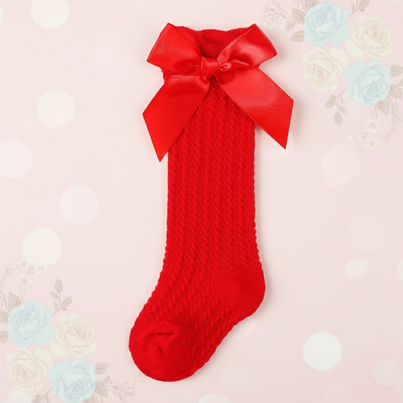 LittleCharm – Suaves y elegantes: calcetines hasta la rodilla para niñas con lazo