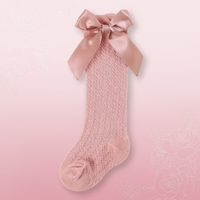 Thumbnail for LittleCharm – Suaves y elegantes: calcetines hasta la rodilla para niñas con lazo