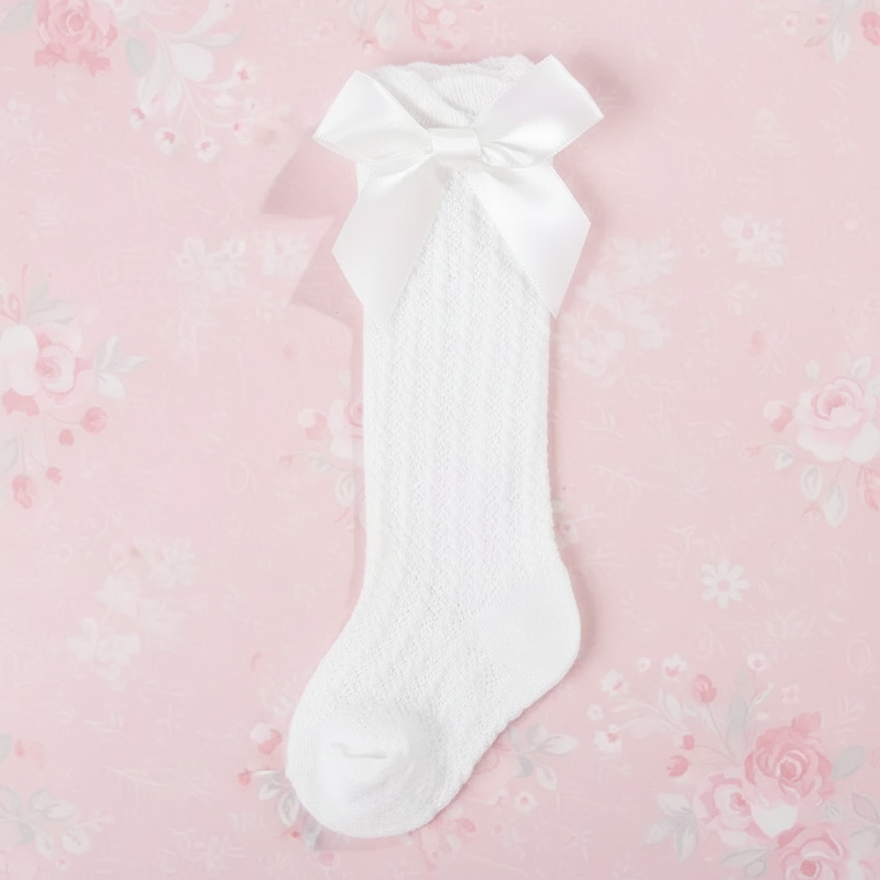 LittleCharm – Suaves y elegantes: calcetines hasta la rodilla para niñas con lazo