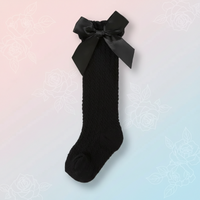 Thumbnail for LittleCharm – Suaves y elegantes: calcetines hasta la rodilla para niñas con lazo