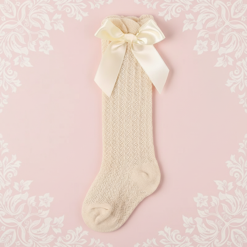 LittleCharm – Suaves y elegantes: calcetines hasta la rodilla para niñas con lazo