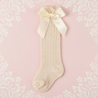 Thumbnail for LittleCharm – Suaves y elegantes: calcetines hasta la rodilla para niñas con lazo