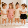 LovelyBloom – Suave y adorable – Pantalonitos de niña con volantes y lazo