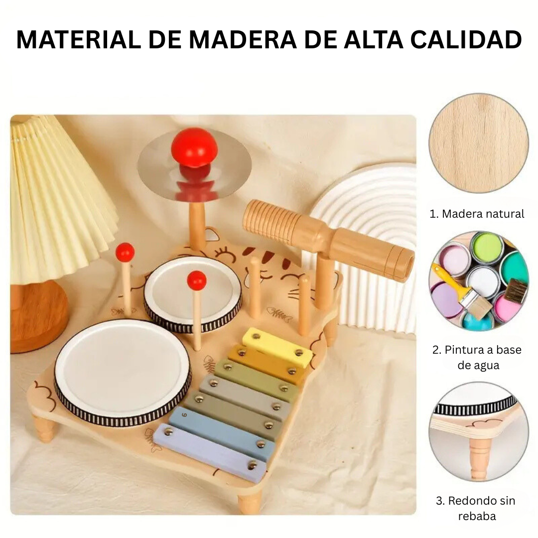 Woods – Musical y educativo: batería de madera para niños pequeños