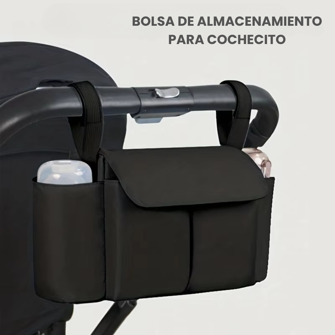 ToddlerOrganizer – Repelente al agua y espacioso: organizador para cochecitos con portabotellas