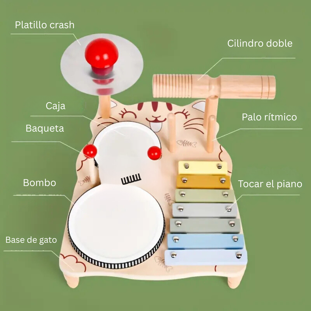 Woods – Musical y educativo: batería de madera para niños pequeños