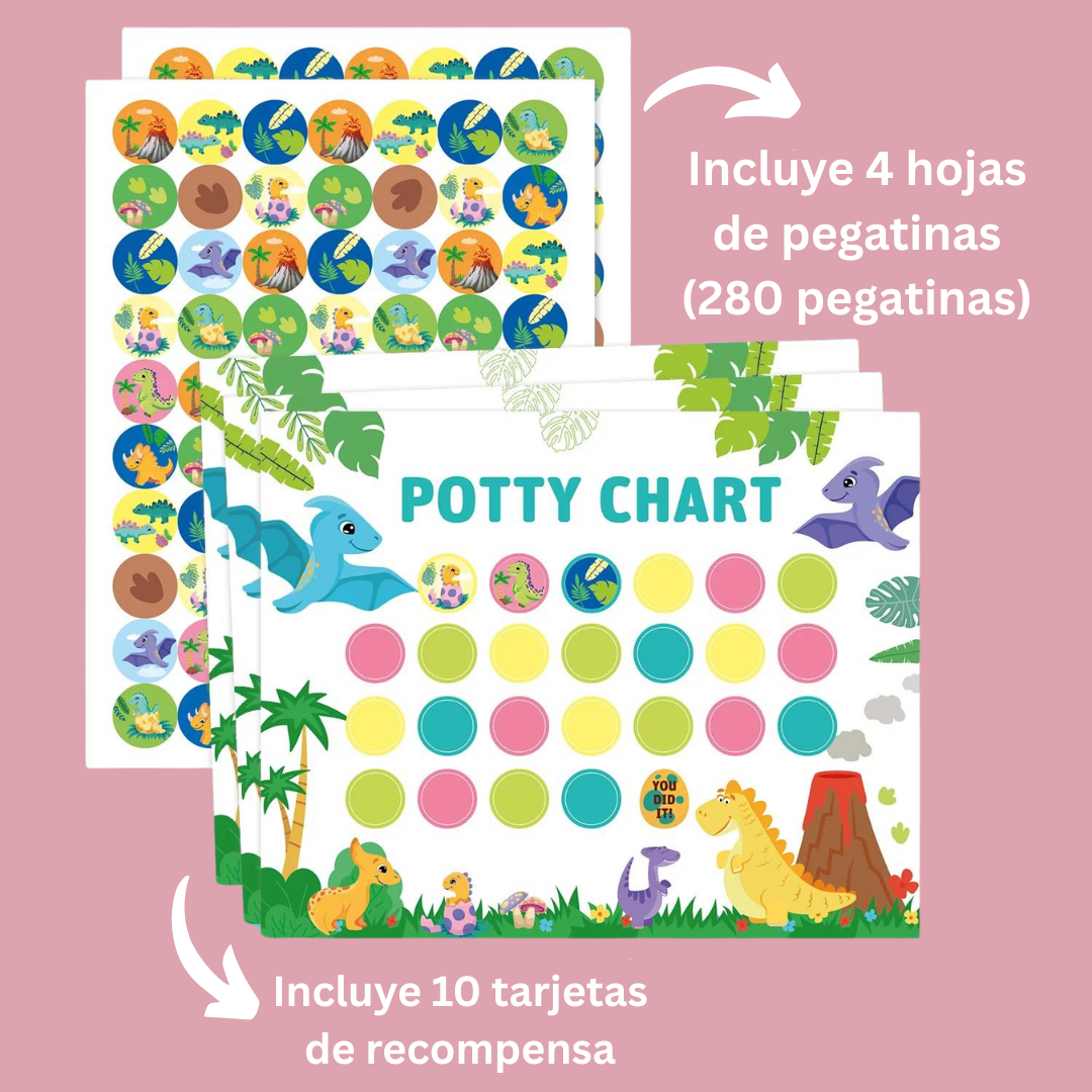 Potty Training – Juguetón y motivador - tarjeta de control de esfínteres con pegatinas