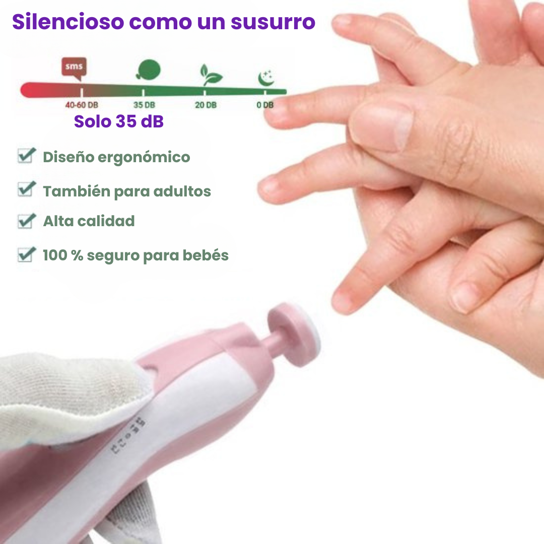 SafeCare – Silencioso y seguro: set eléctrico para limar las uñas del bebé