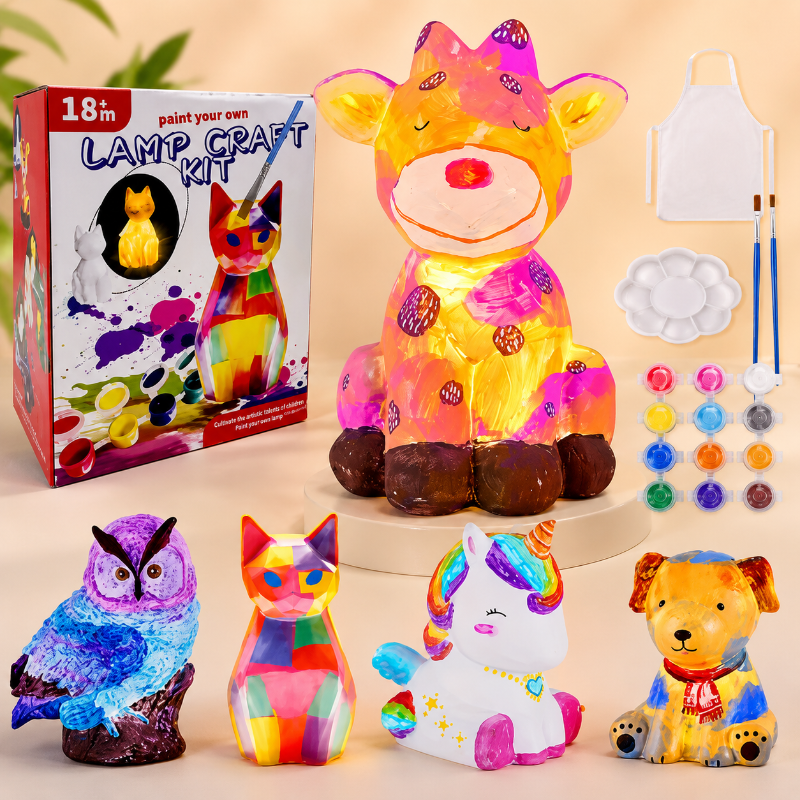 MiniCrafters – Creatividad y aprendizaje – Set de pintura de animales para lámparas DIY