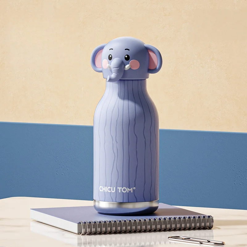 AnimalSip – Bonita y práctica: botella térmica infantil de acero inoxidable con estampado de animales