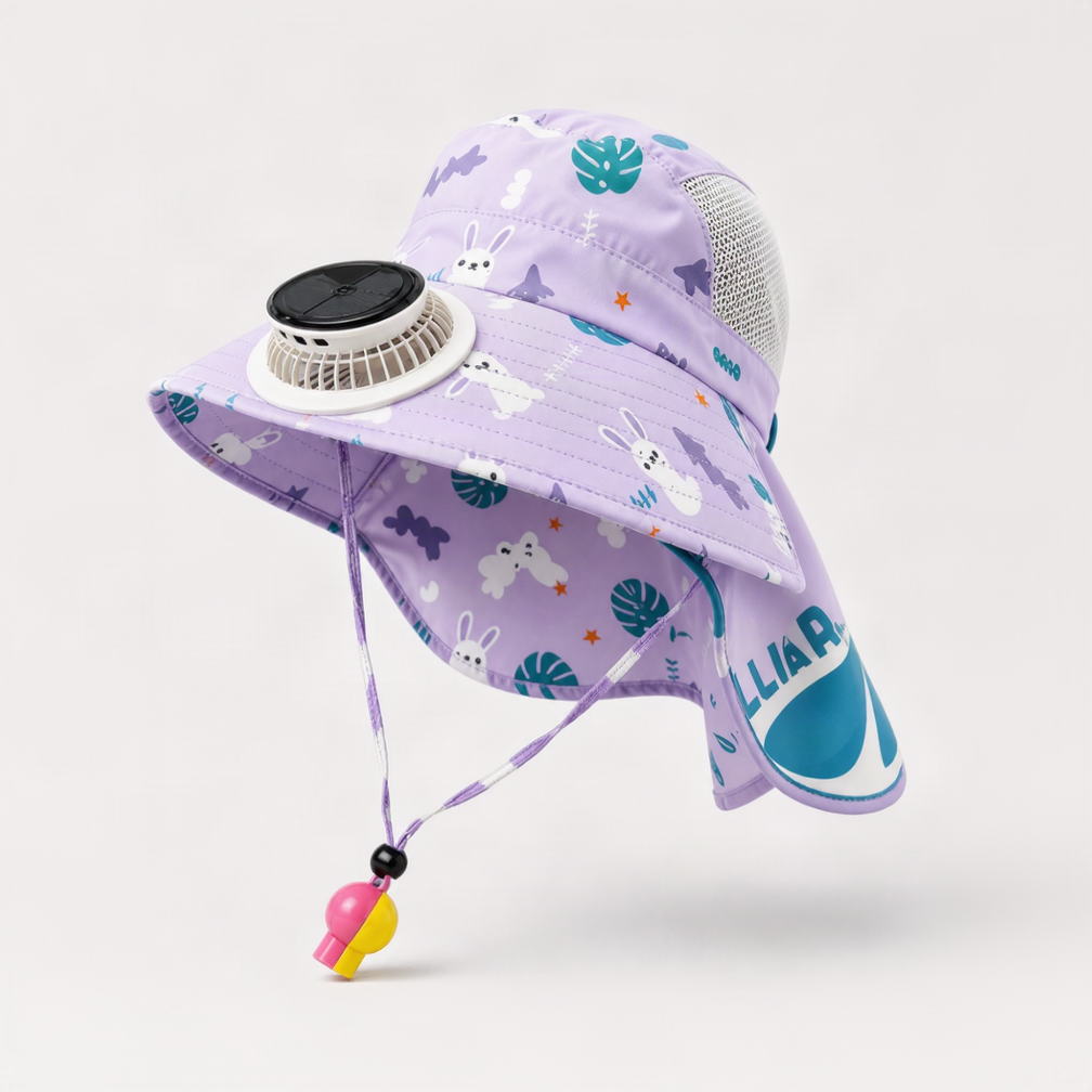 HappyShade – Protección solar y refrigeración – Sombrero de verano para niños con ventilador