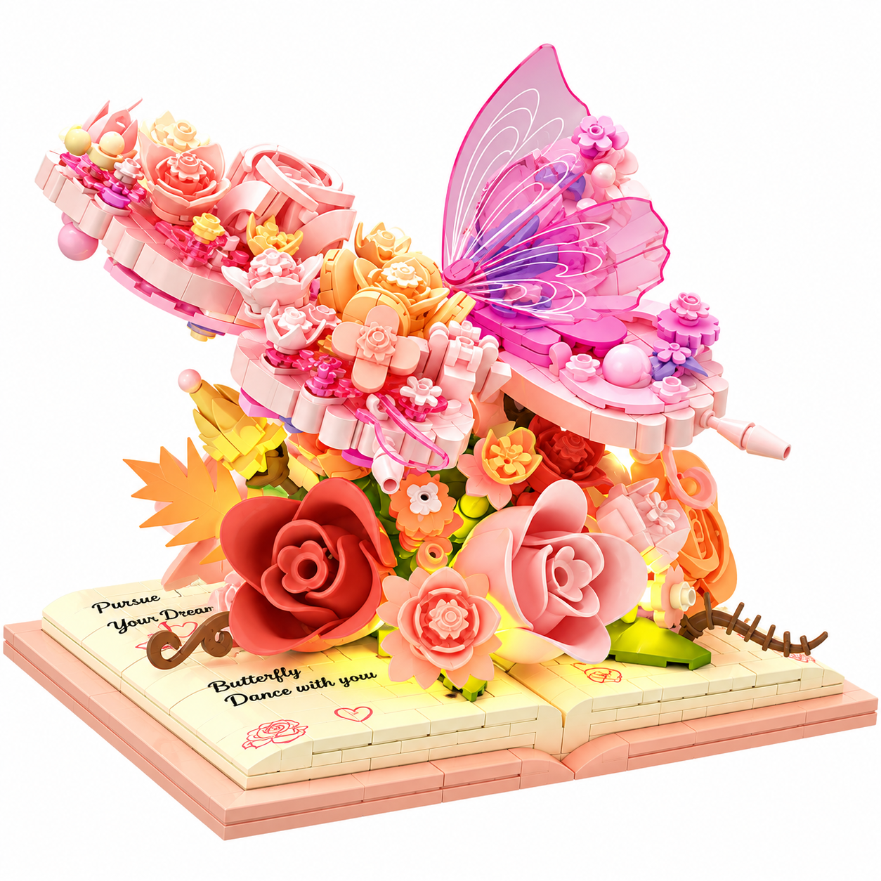 BloomBook – Romántico y creativo: libro de flores en 3D con rosas y mariposas