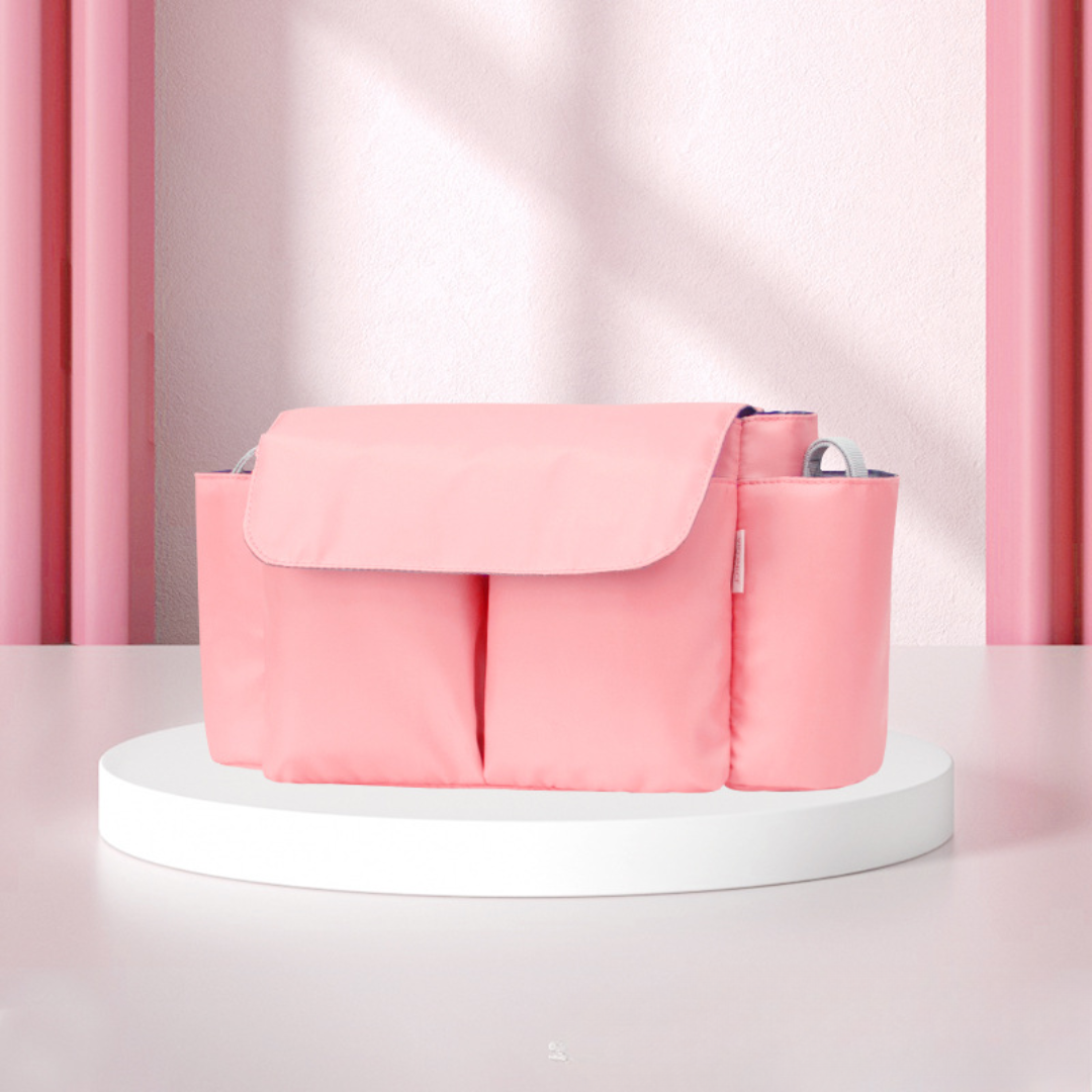ToddlerOrganizer – Repelente al agua y espacioso: organizador para cochecitos con portabotellas