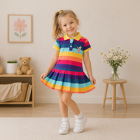 Thumbnail for RainbowBabe – Fresco y colorido – Vestido polo para niña