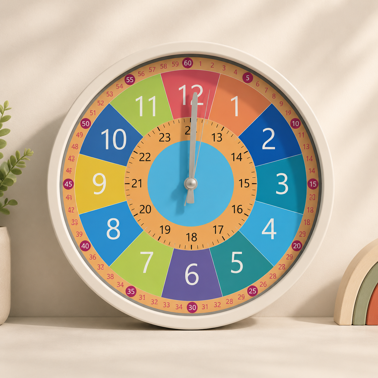ChildrenTime – Independiente y tranquilo: reloj de pared educativo para niños