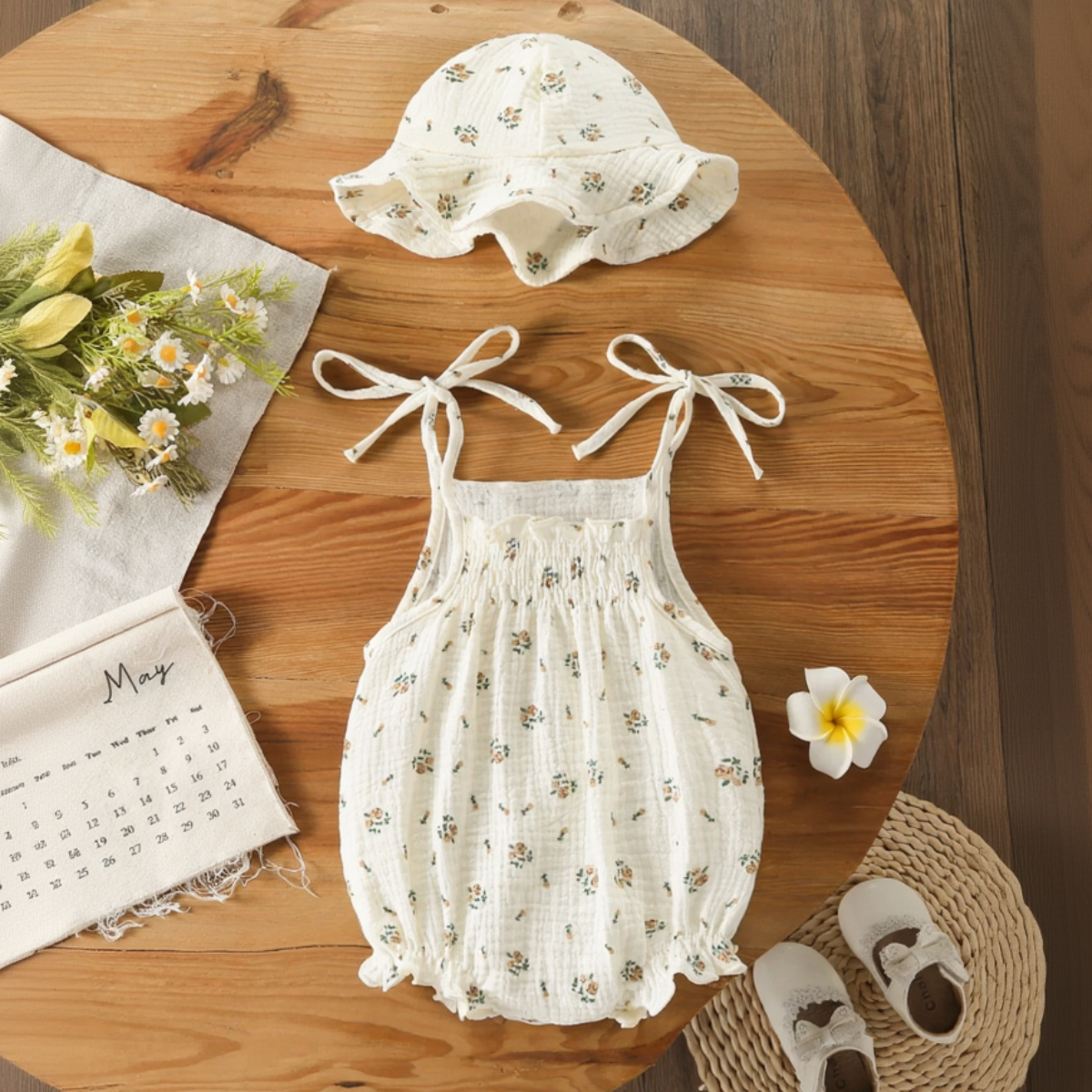 LittleBlossom – Comodidad y estilo para el verano: body tipo portabebés con gorrito