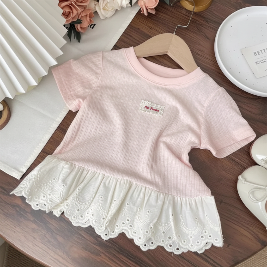 Polo Premium – Suave y adorable – Camiseta con ribete de encaje