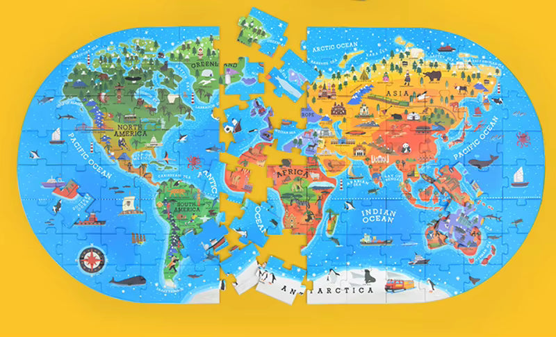 GeoMap – Educativo y divertido: rompecabezas de suelo con mapa del mundo