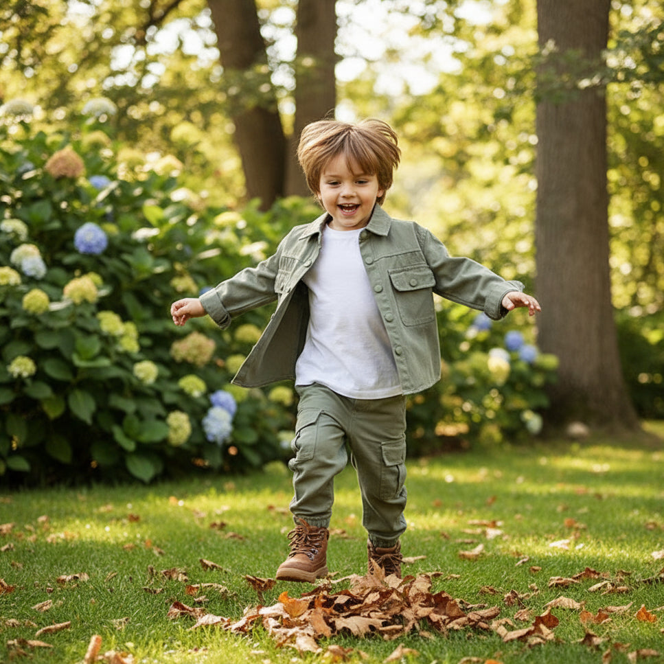 LittleExplorer – Cómodo y resistente: conjunto de pantalones y camisa para niños