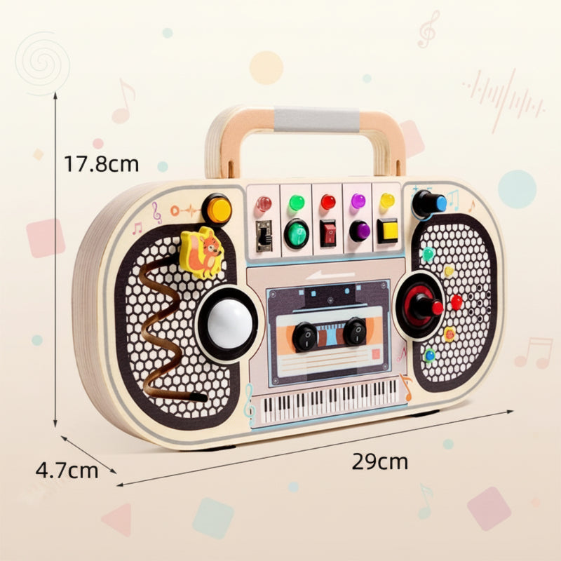 Wooden Busy Board – Motricidad e interactivo – Tablero de actividades musicales