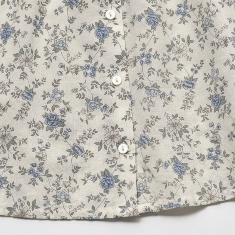 Vine Print Blouse – Ligera y adorable: blusa infantil con mangas abullonadas